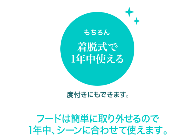 もちろん着脱式で１年中使える