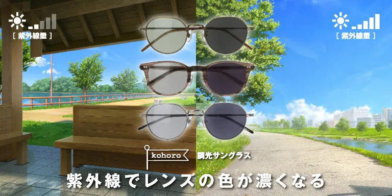 紫外線でレンズの色が濃くなる