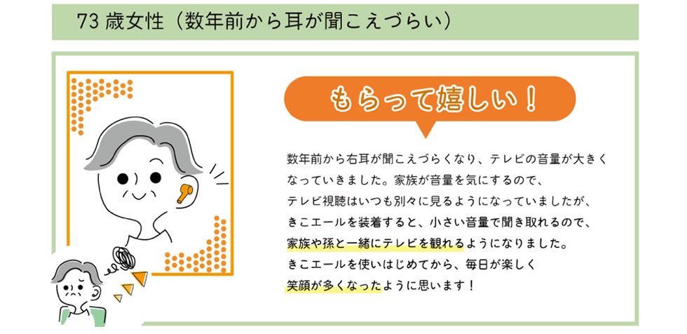 もらって嬉しい！ / 73歳女性(数年前から耳が聞こえづらい)