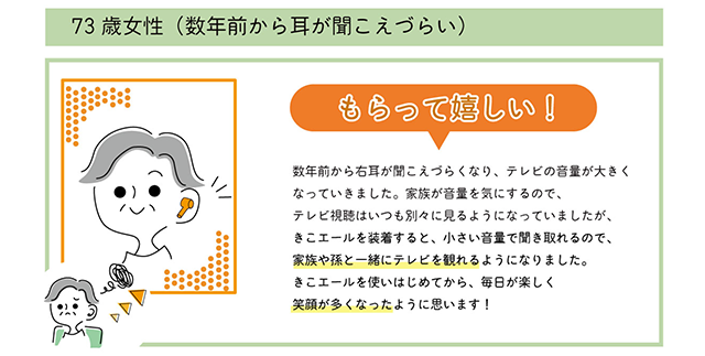 もらって嬉しい！ / 73歳女性(数年前から耳が聞こえづらい)