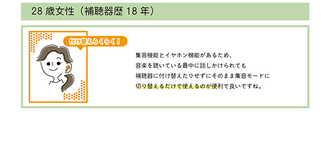 付け替えらくらく！ / 28歳男性(補聴器歴18年)