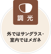 調光：外ではサングラス、室内ではメガネ